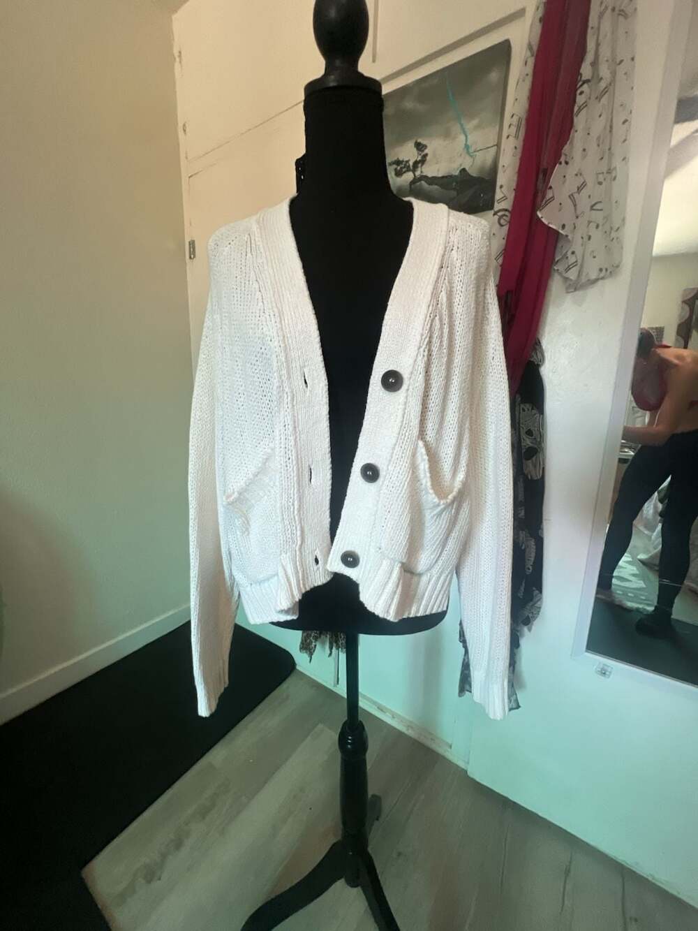Brochu Walker The Cropped Cardigan in Salt White Cotton Linen Blend